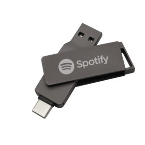 USB-C Personalizado 3.0 Metal Negro con logotipo